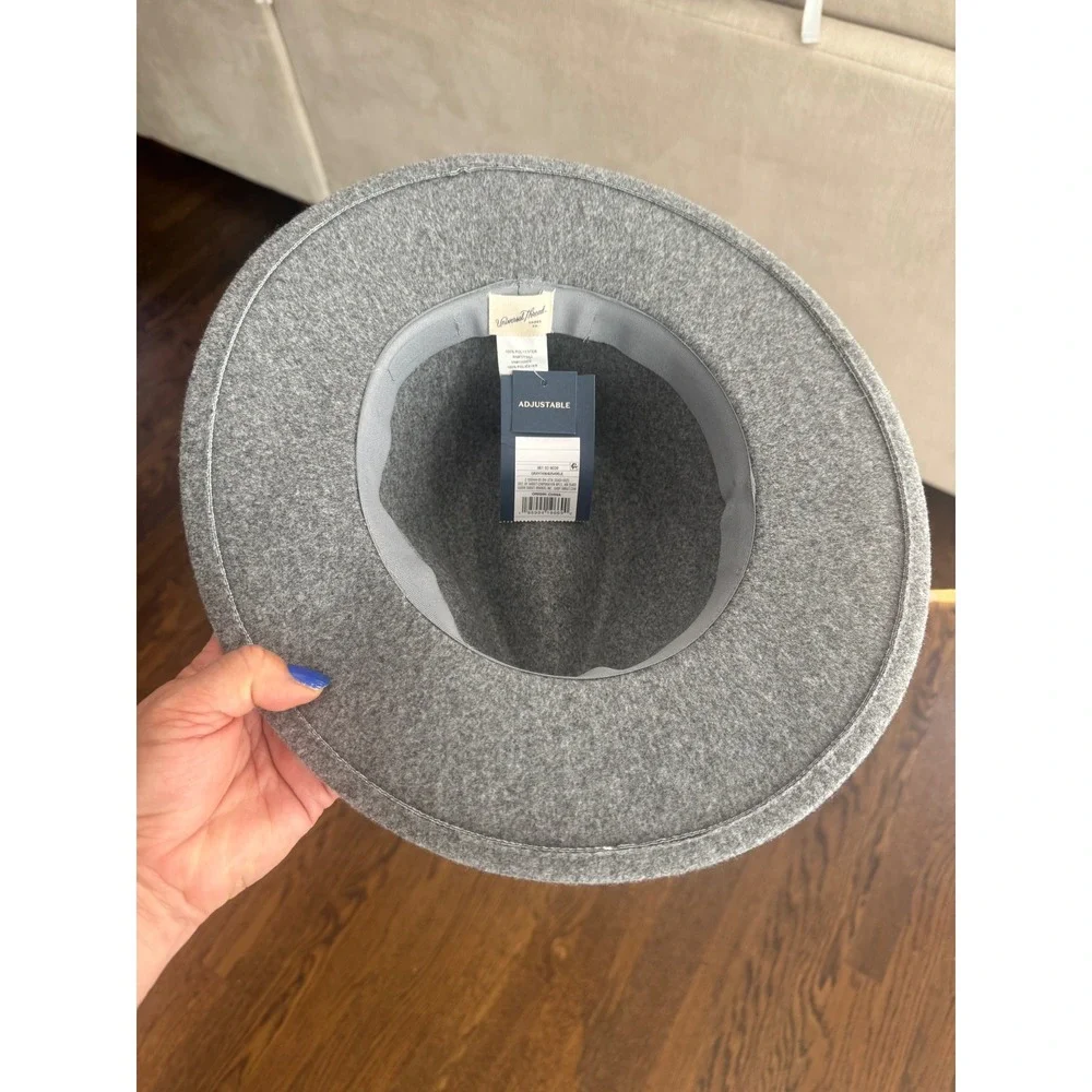 Universal Thread Gray Felt Fedora Hat Adjustable Flat Brim Womens One‎ Size NWT